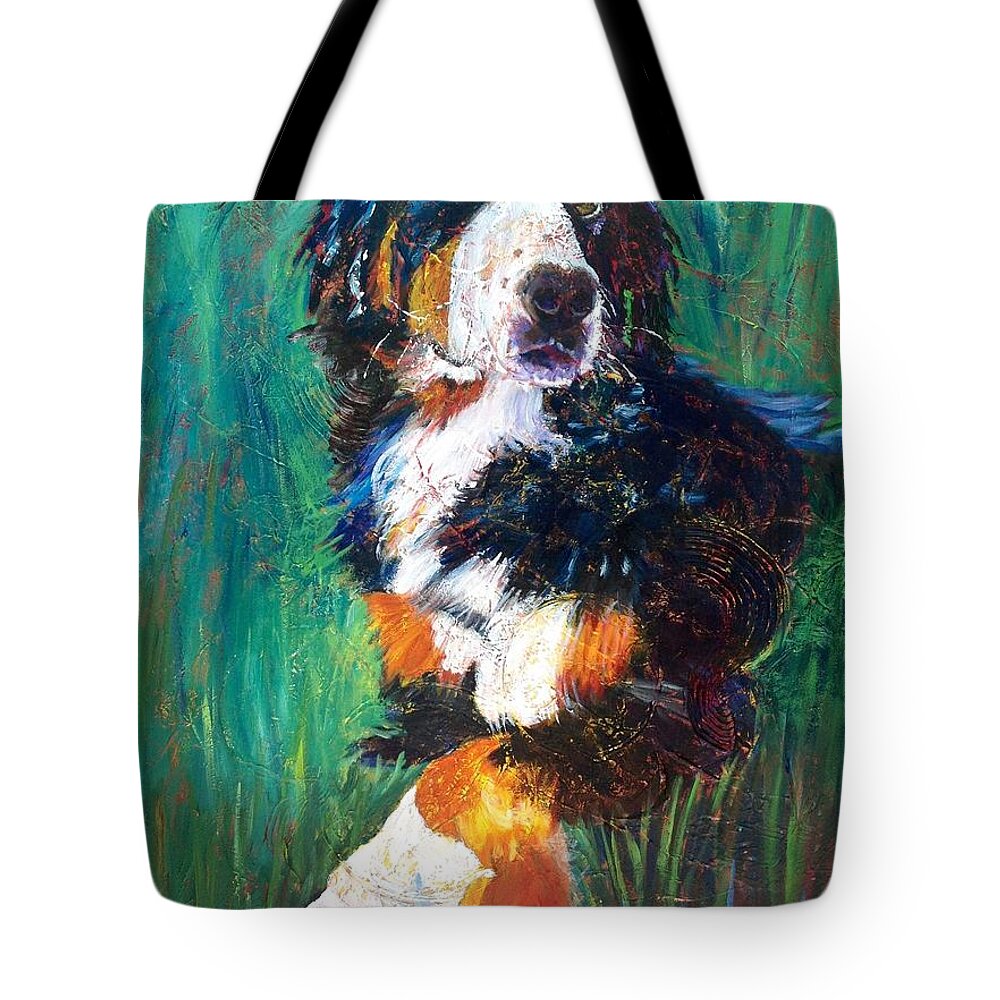 Bernese Mountian Dog Tote Bag featuring the painting Mimi by Tara Moorman
