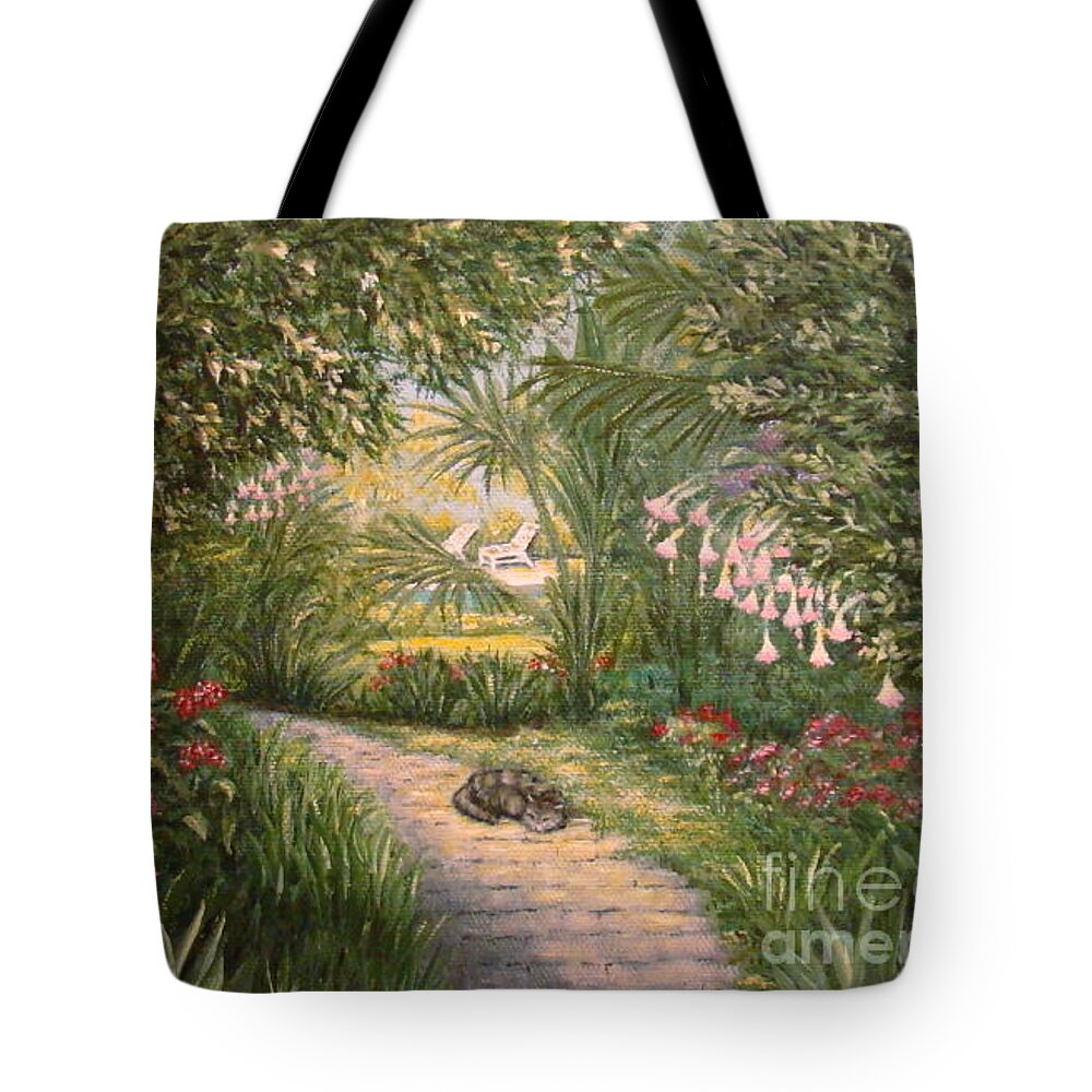 Path Tote Bag featuring the painting Mimi's Path by Leea Baltes