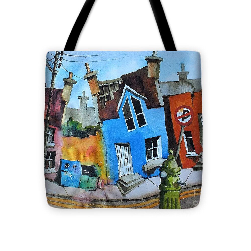  Tote Bag featuring the painting Mind the step in Ardgrooom by Val Byrne