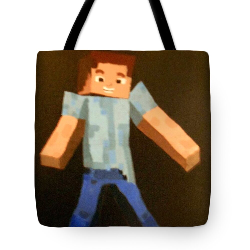 Minecraft Tote Bag featuring the painting Minecraft Steve by Sheri Keith
