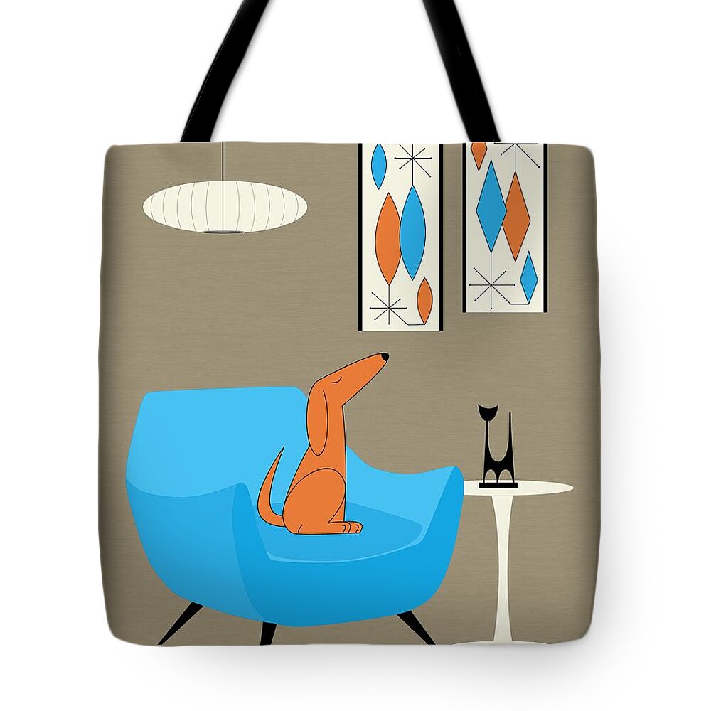 Dog Tote Bag featuring the digital art Mini Gravel Art with Dog by Donna Mibus