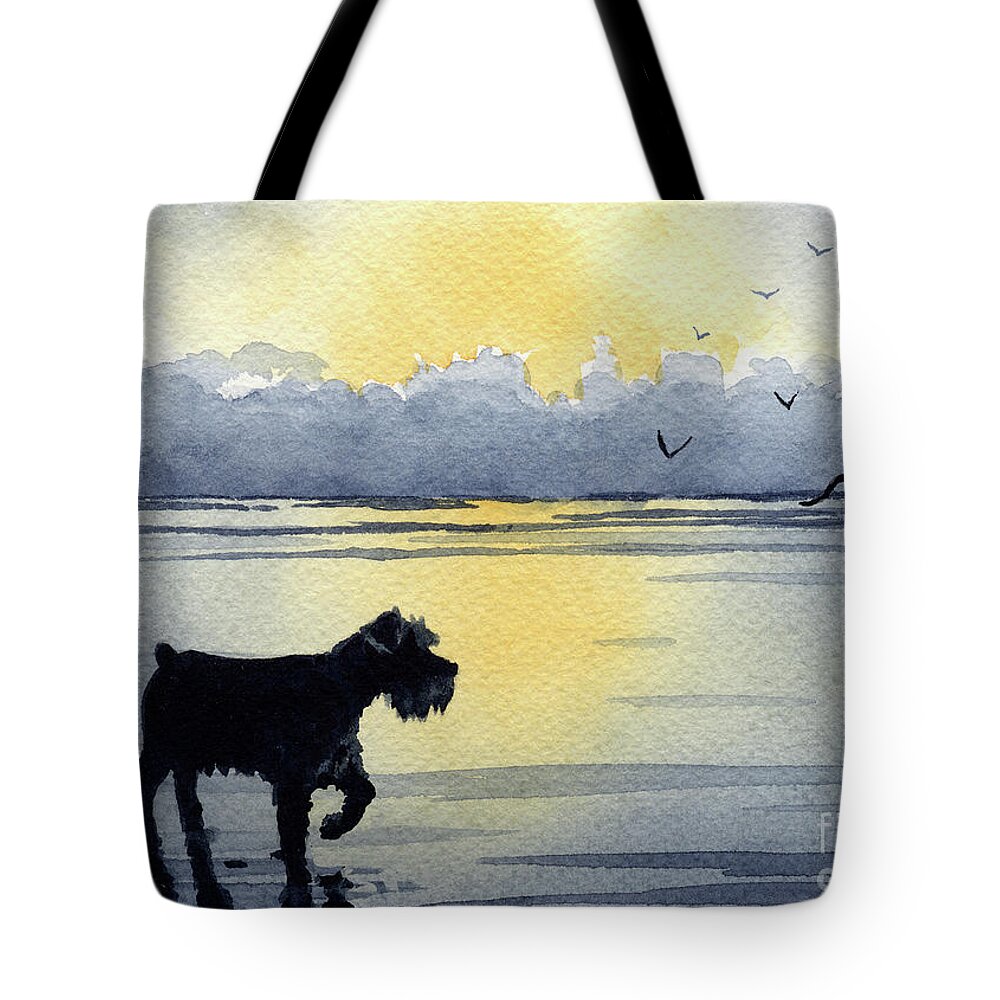Mini Tote Bag featuring the painting Miniature Schnauzer at Sunset by David Rogers