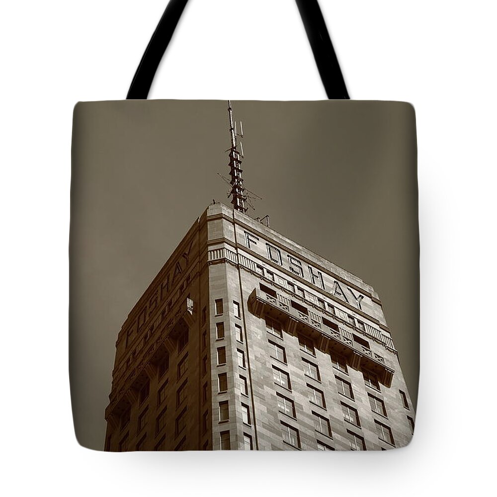 America Tote Bag featuring the photograph Minneapolis Tower 6 Sepia by Frank Romeo
