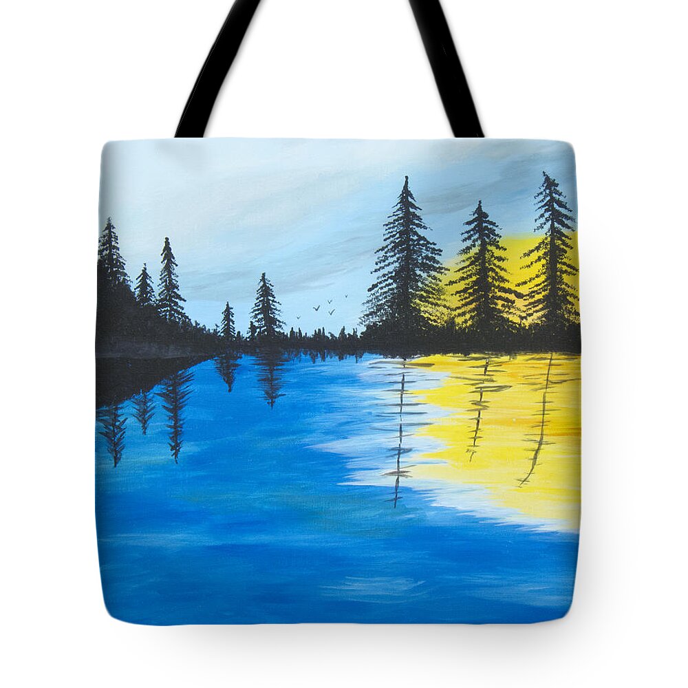 Pines Tote Bag featuring the painting Minnesota Lakes by Christie Nicklay