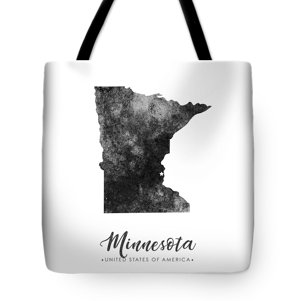 Minnesota Tote Bag featuring the mixed media Minnesota State Map Art - Grunge Silhouette by Studio Grafiikka