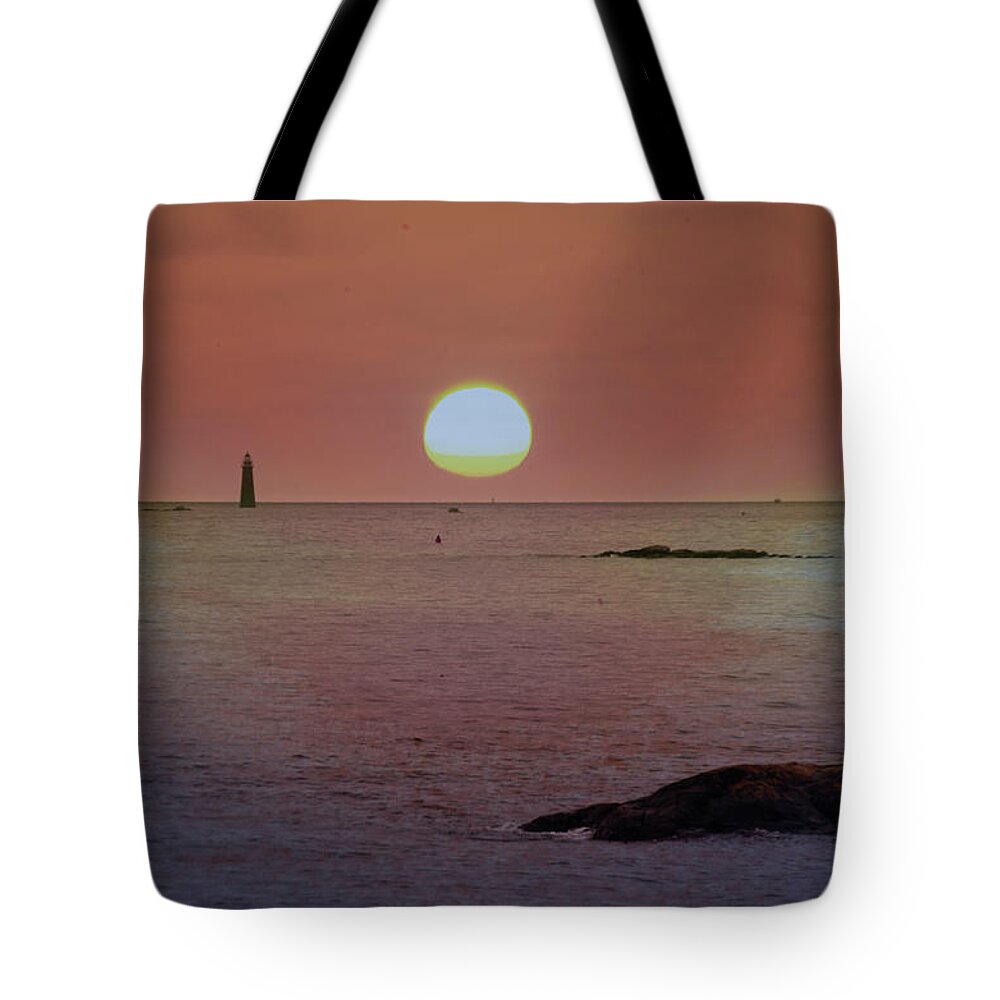 Minots Tote Bag featuring the photograph Minots Ledge Light at Sunrise by Bill Cannon