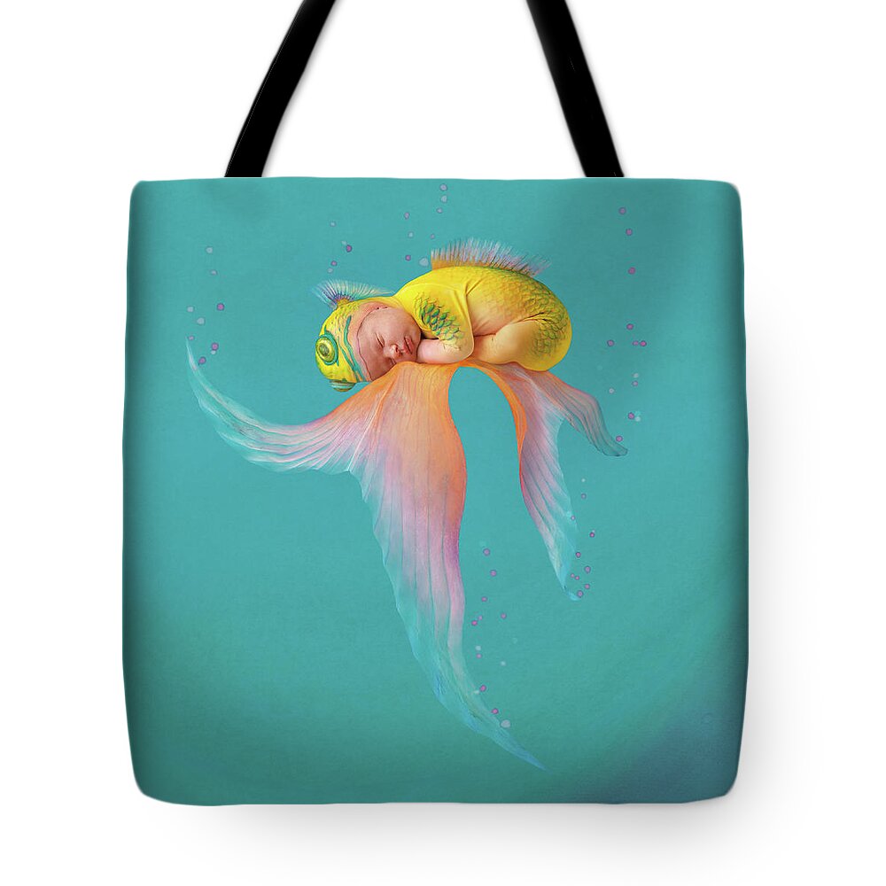 Under The Sea Tote Bag featuring the photograph Mira as a Tropical Fish by Anne Geddes