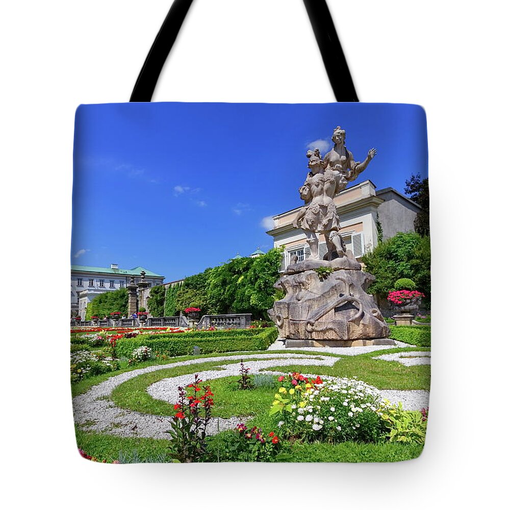 Salzburg Tote Bag featuring the photograph Mirabell palace and gardens, Salzburg, Austria by Elenarts - Elena Duvernay photo