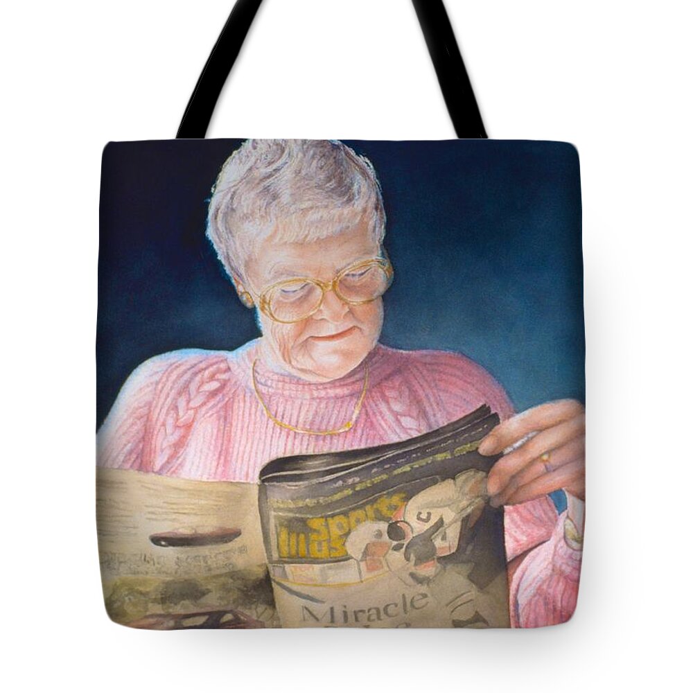 Portrait Tote Bag featuring the painting Miracle on Ice by Barbara Pease