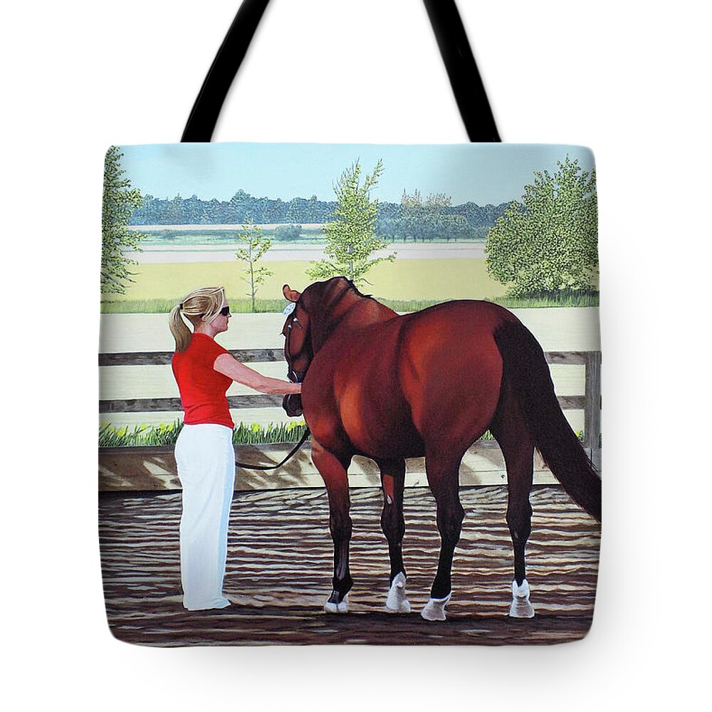 Horse Paintings Tote Bag featuring the painting Mirage of Wassini by Kenneth M Kirsch