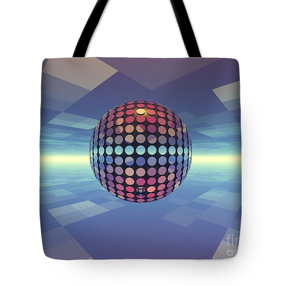 Surreal Tote Bag featuring the digital art Mirror Ball by Phil Perkins