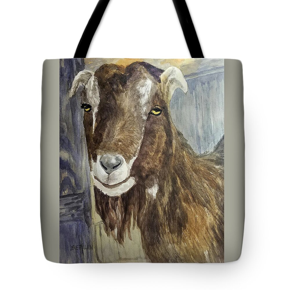 Goat Tote Bag featuring the painting Miss O'Brien by Sharon E Allen