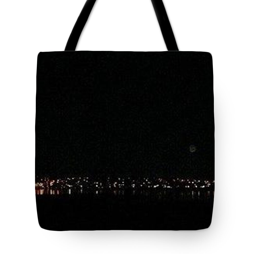 Skyline Tote Bag featuring the photograph Mission Bay Lights by Annie Walczyk