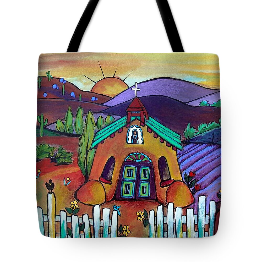Old Tote Bag featuring the painting Mission del Corazon by Jan Oliver-Schultz