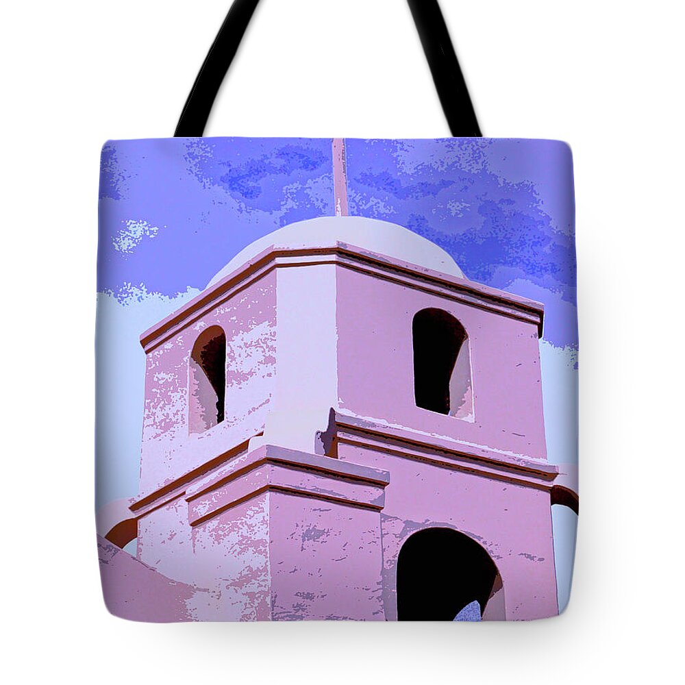 Church Tote Bag featuring the mixed media Mission by Dominic Piperata