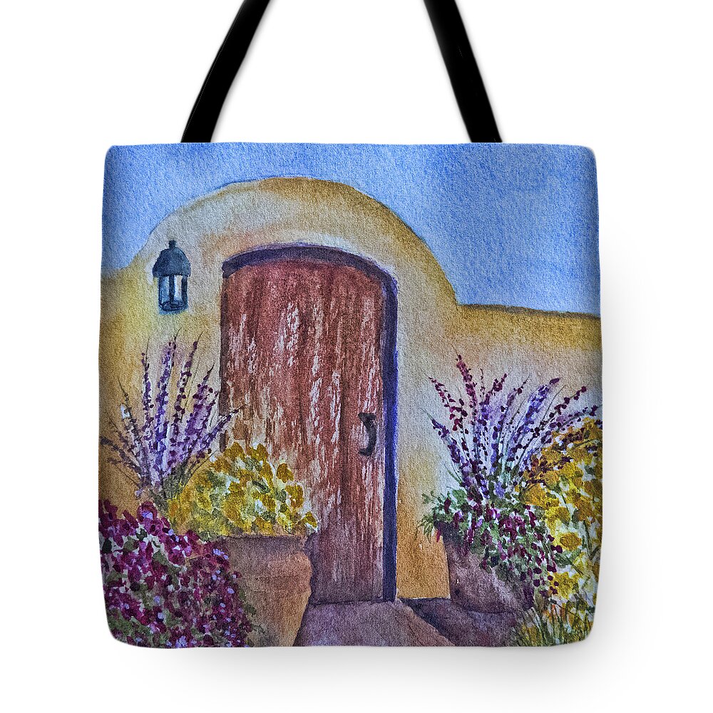 Southwest Tote Bag featuring the painting Mission Gate by Terry Ann Morris