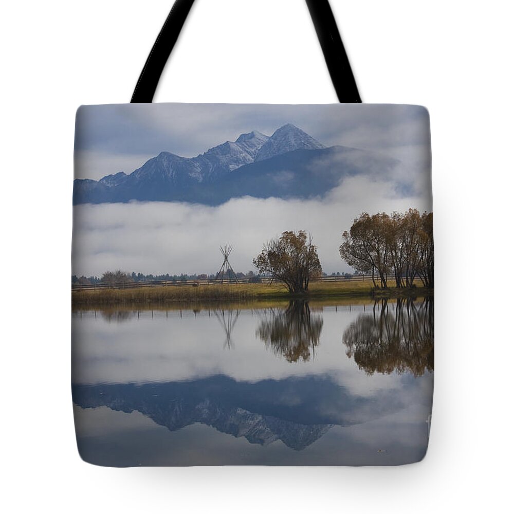 Mist Tote Bag featuring the photograph Mission Mists by Idaho Scenic Images Linda Lantzy