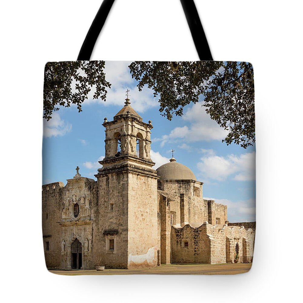 San Antonio Tote Bag featuring the photograph Mission San Jose by Mary Jo Allen