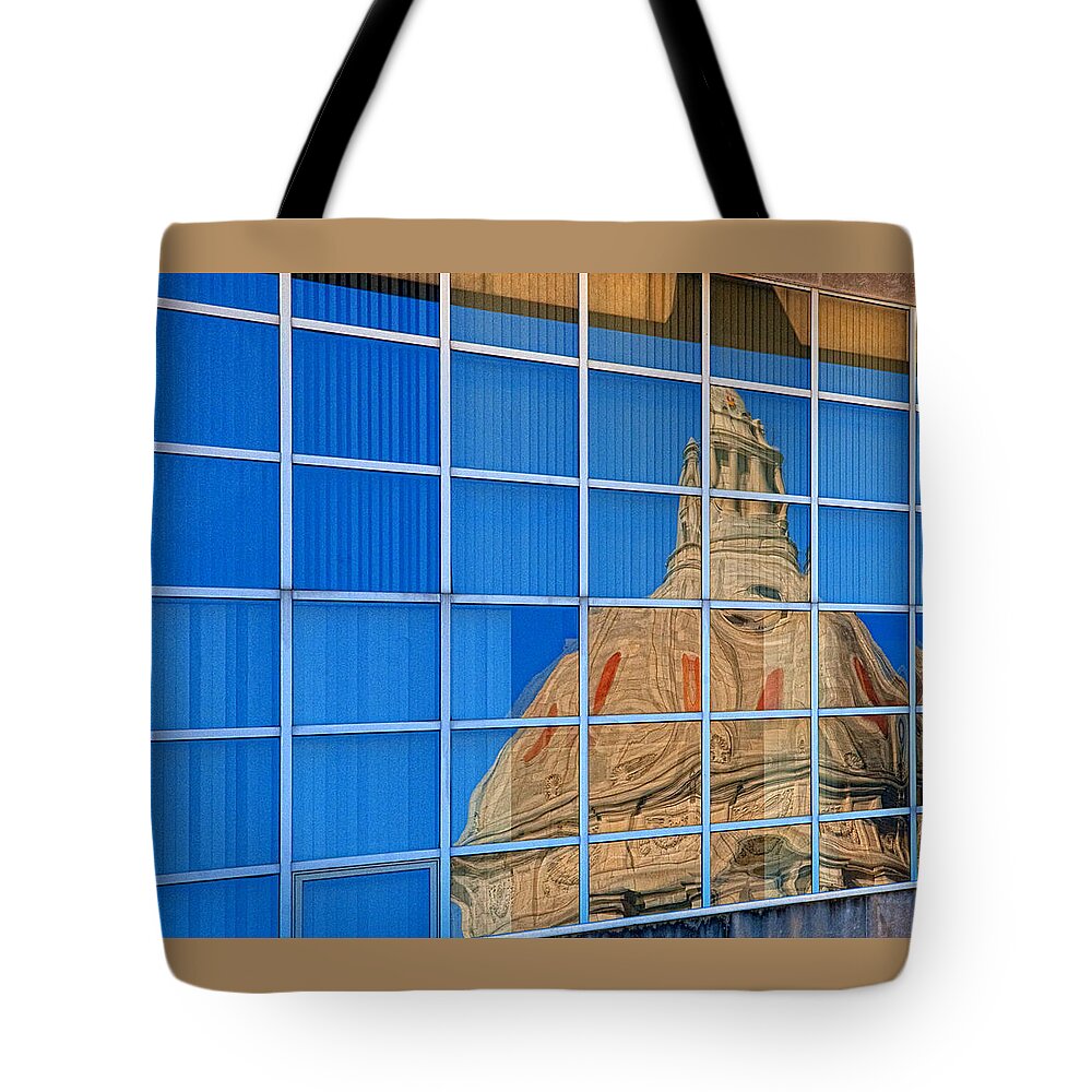 Missouri Tote Bag featuring the photograph Missouri Capitol Reflection by Mitch Spence