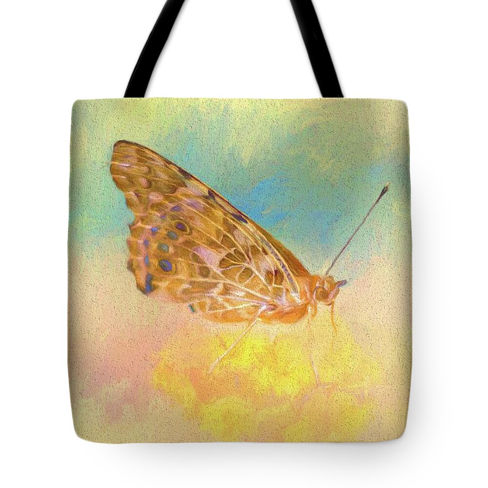 Butterfly Tote Bag featuring the painting Misty Butterfly by Ches Black