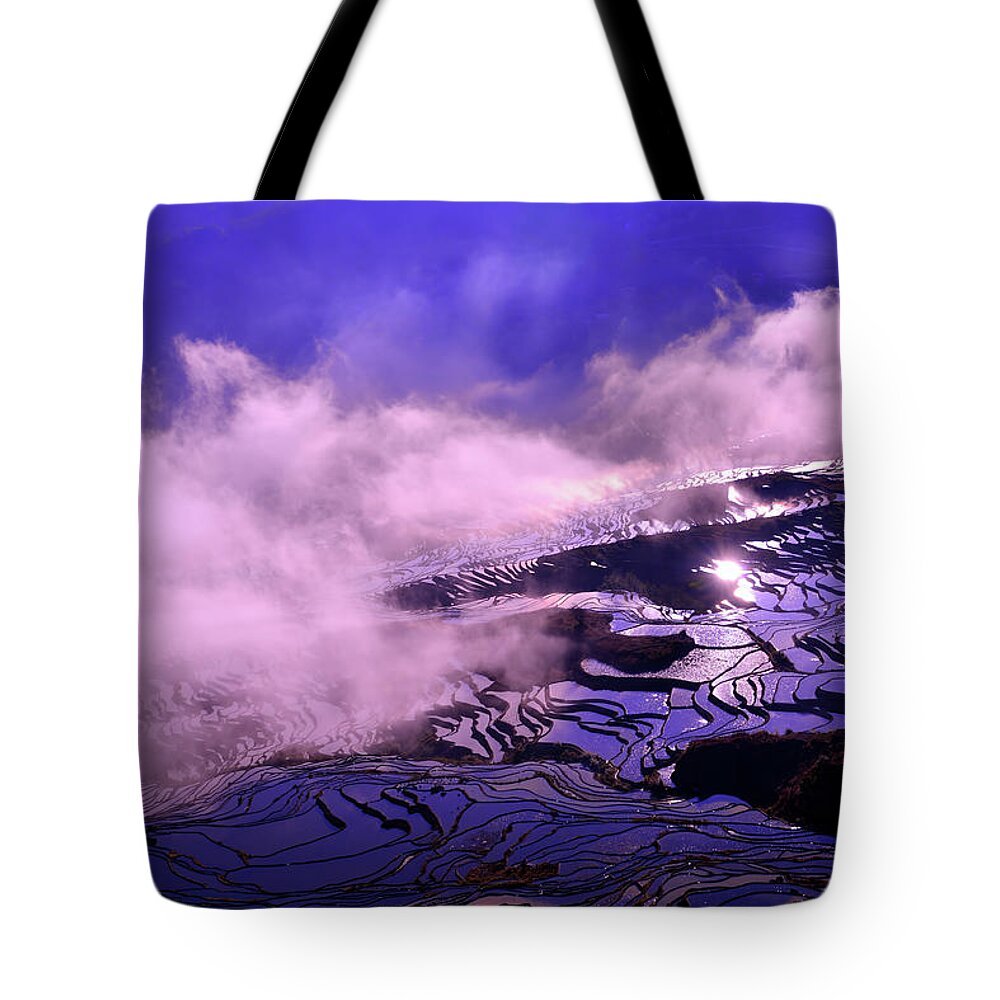 Yuanyang Tote Bag featuring the photograph Misty dream by Midori Chan