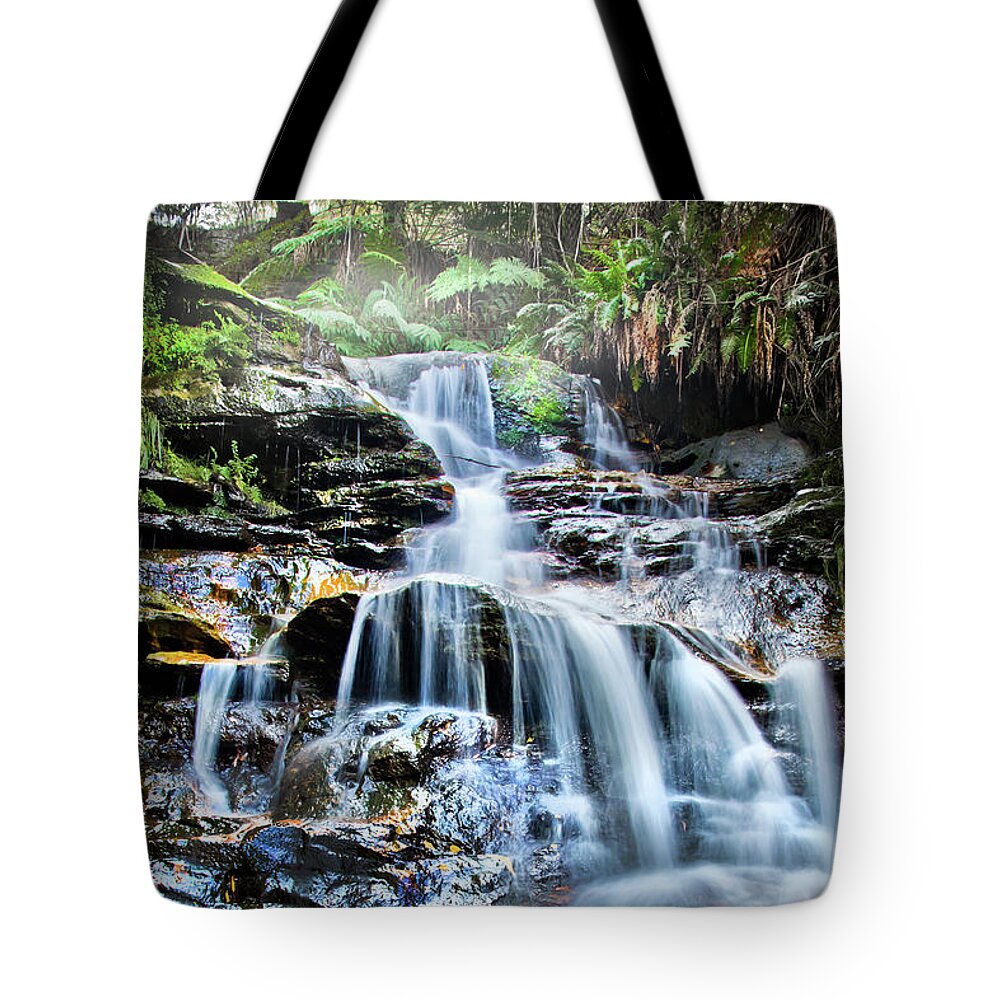 Australian Waterfalls Tote Bag featuring the photograph Misty Falls by Az Jackson