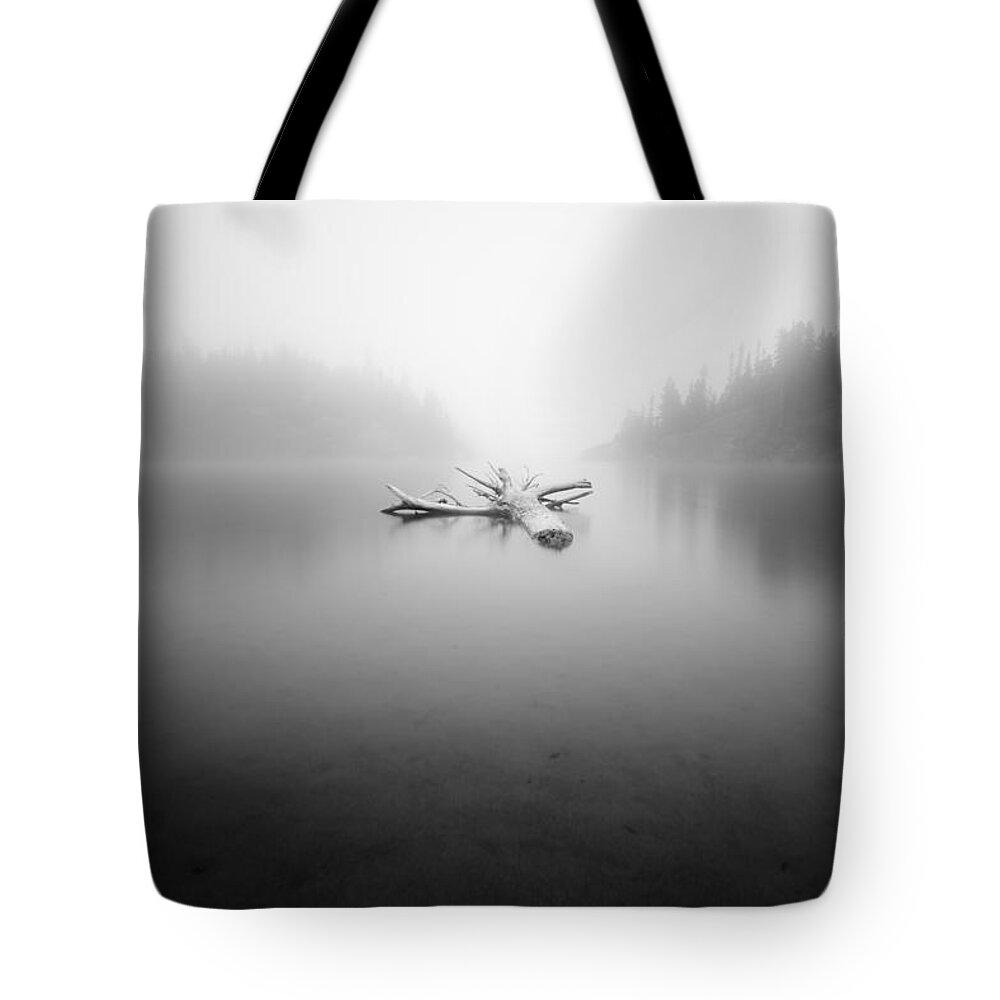 B&w Tote Bag featuring the photograph Misty Hattie Cove by Jakub Sisak