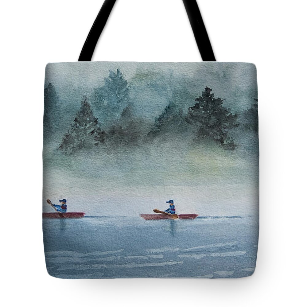 Kyack Tote Bag featuring the painting Misty Morning by Karen Fleschler