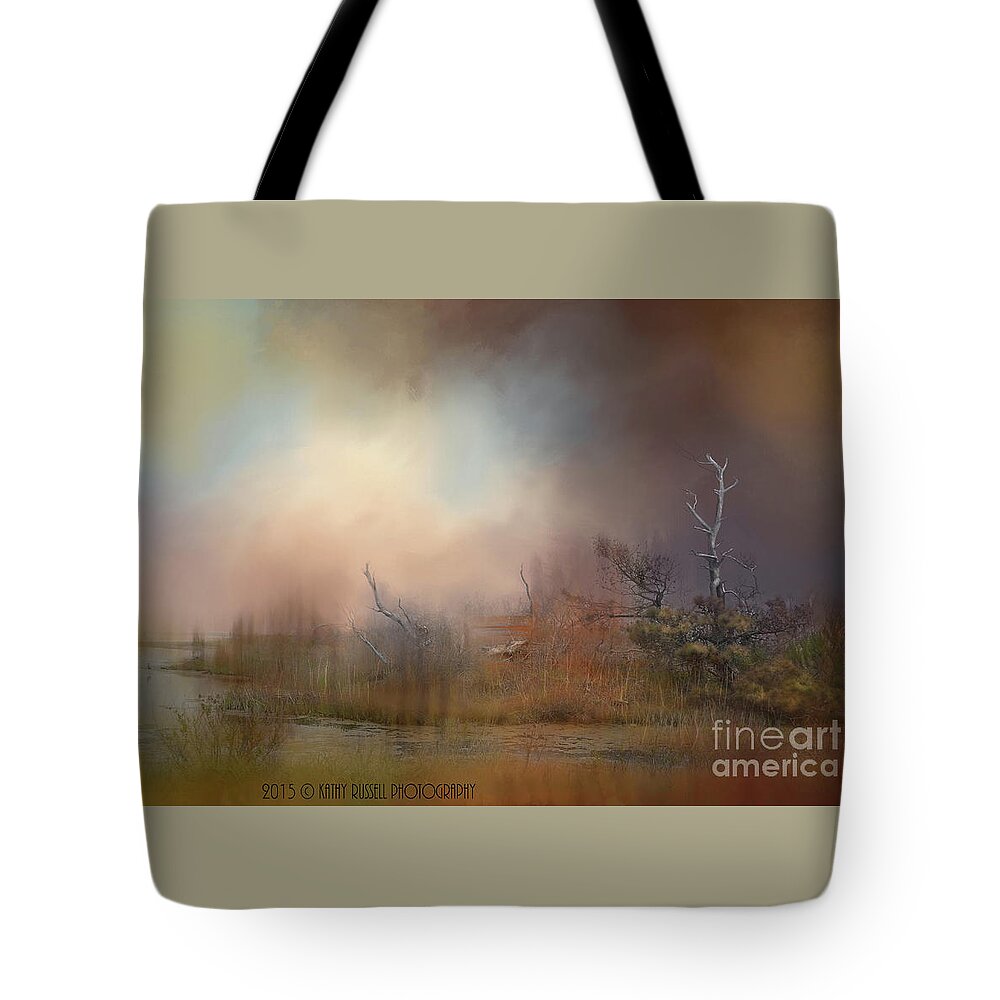 Water Tote Bag featuring the photograph Misty Morning by Kathy Russell