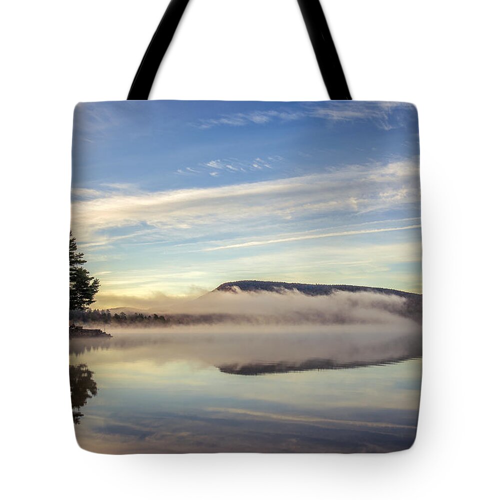 Speculator Lake Tote Bag featuring the photograph Misty Morning by Mark Papke