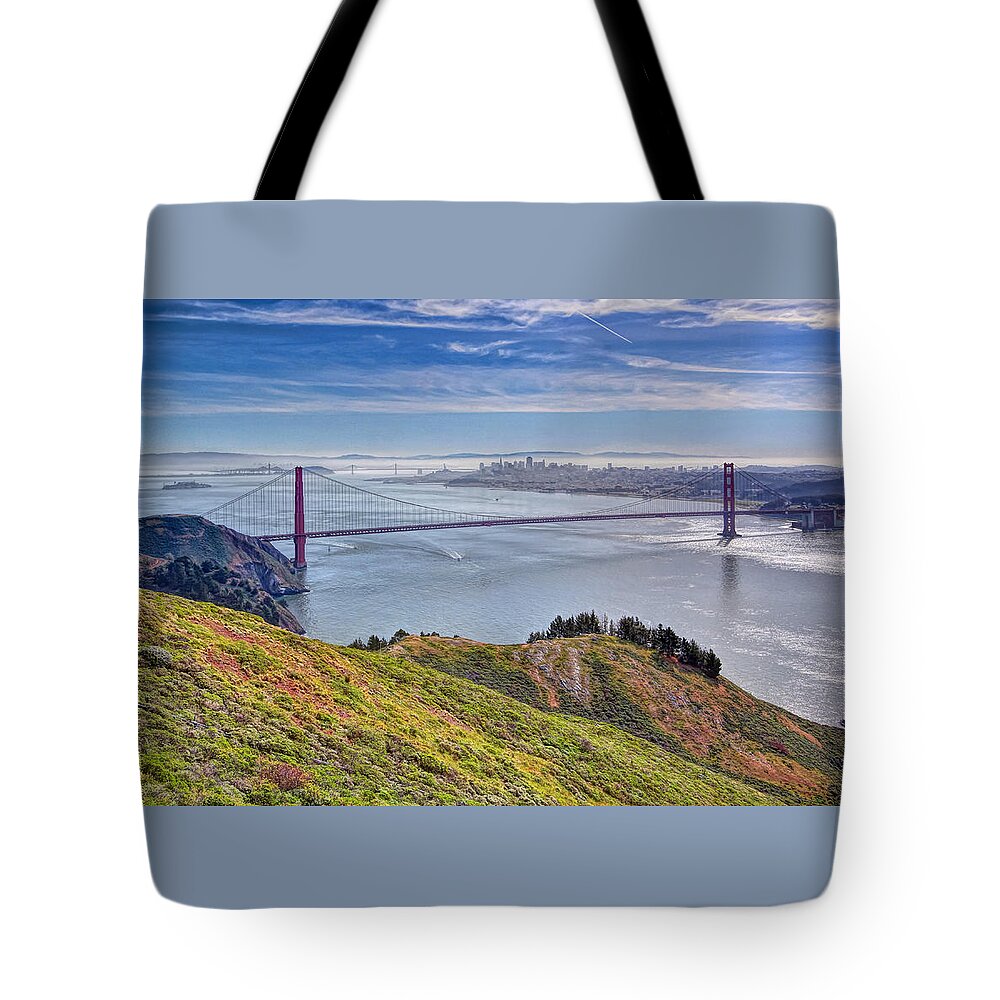 Bridge Tote Bag featuring the photograph Misty San Francisco by Susan Rissi Tregoning
