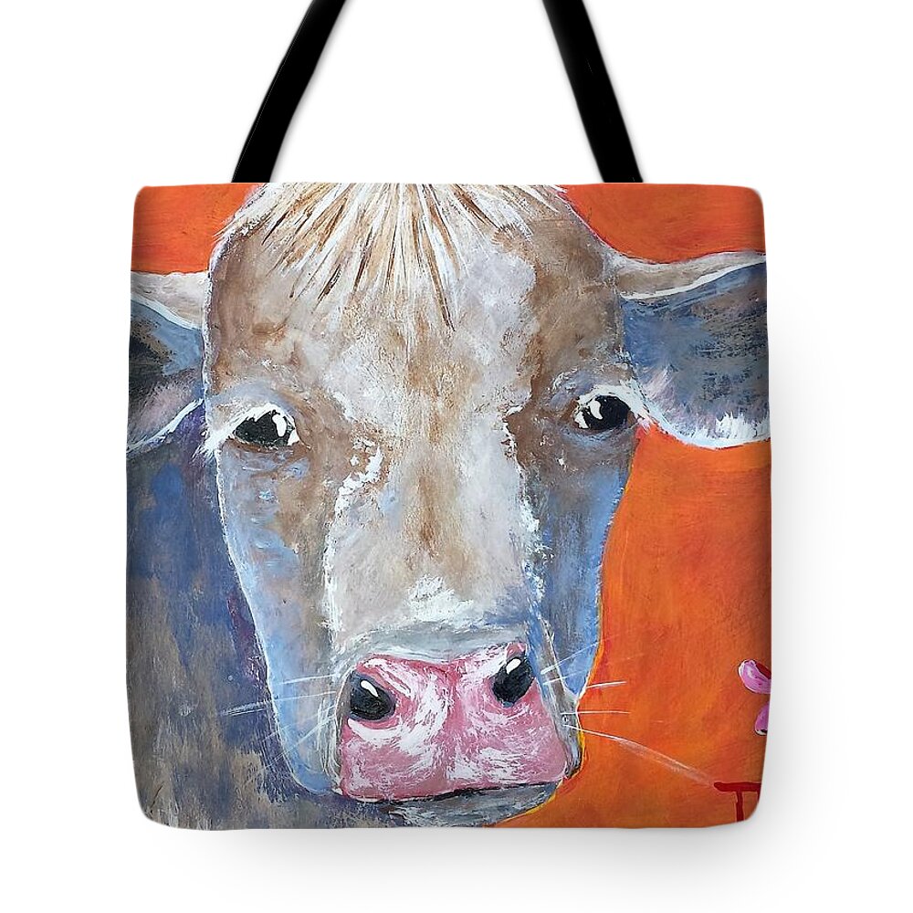 Cows Tote Bag featuring the painting Misty by Suzanne Theis