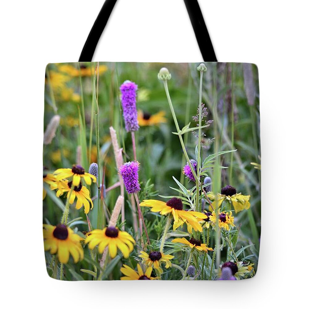 Purple Prairie Clover Tote Bag featuring the photograph Mixed Natural Bouquet 2 by Bonfire Photography