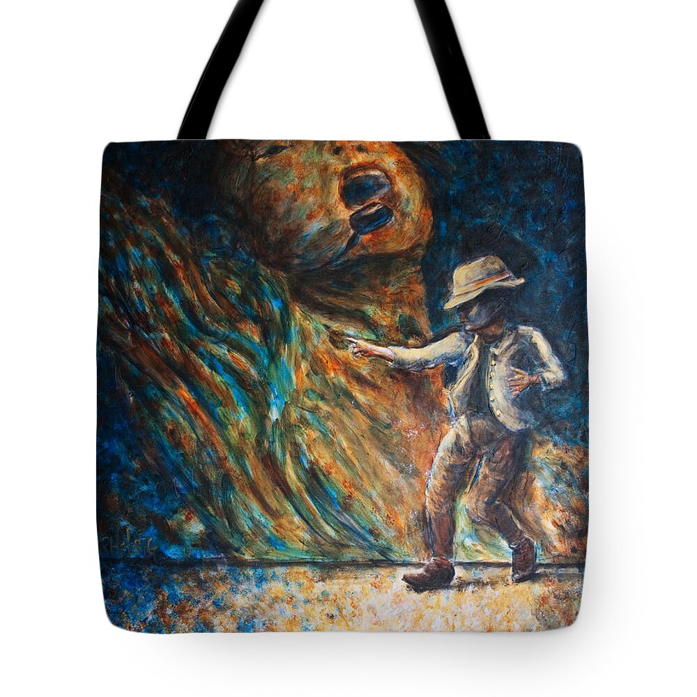 Michael Jackson Tote Bag featuring the painting MJ Bad by Nik Helbig