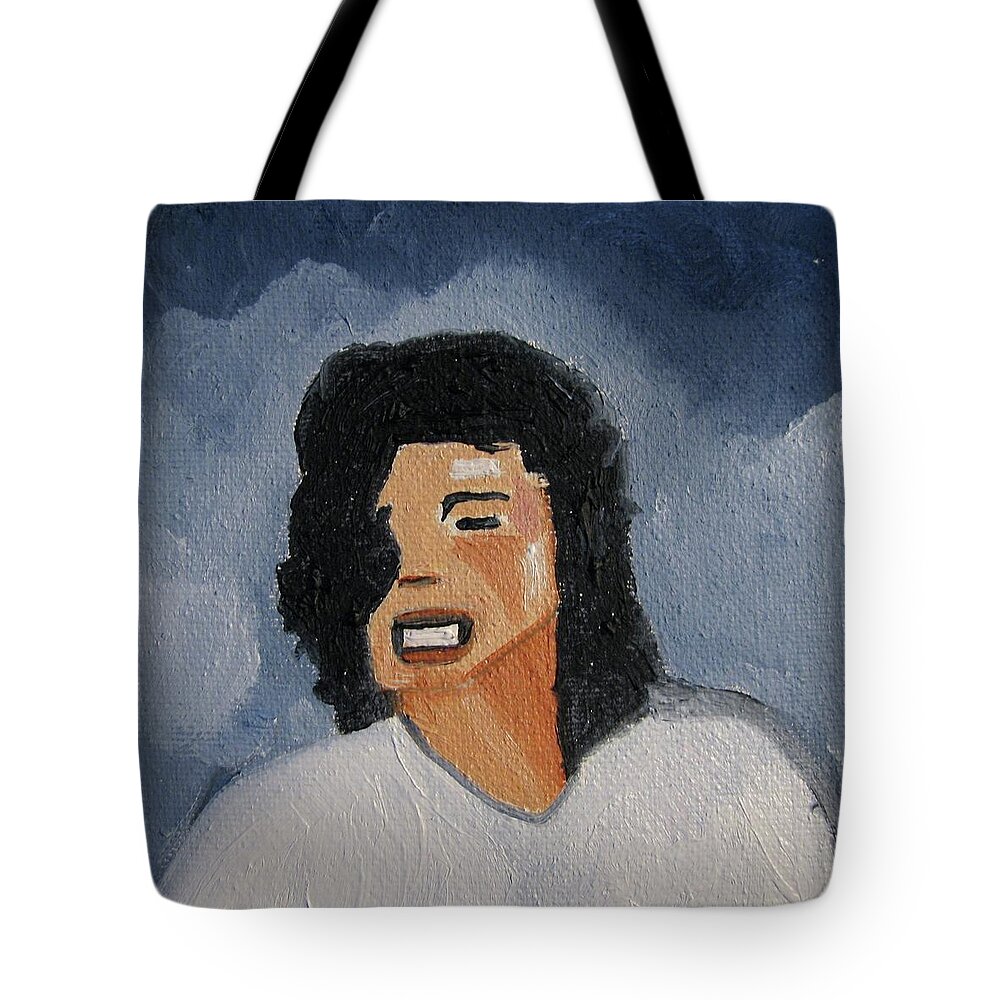 Michael Jackson Tote Bag featuring the painting MJ one of five number two by Patricia Arroyo
