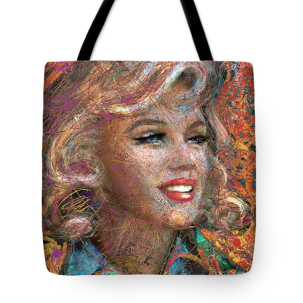Painting Tote Bag featuring the painting MM Ice Gold by Angie Braun