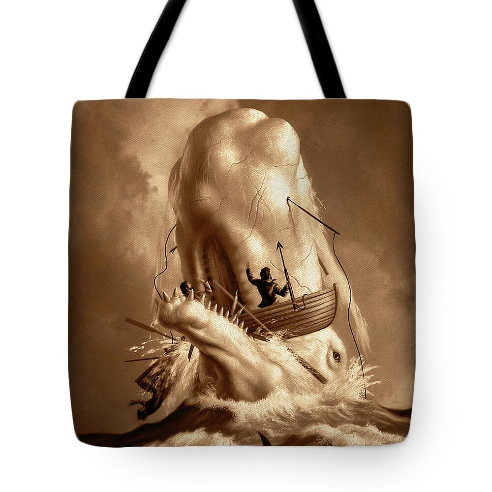 Moby Dick Tote Bag featuring the digital art Moby Dick 2 by Jerry LoFaro