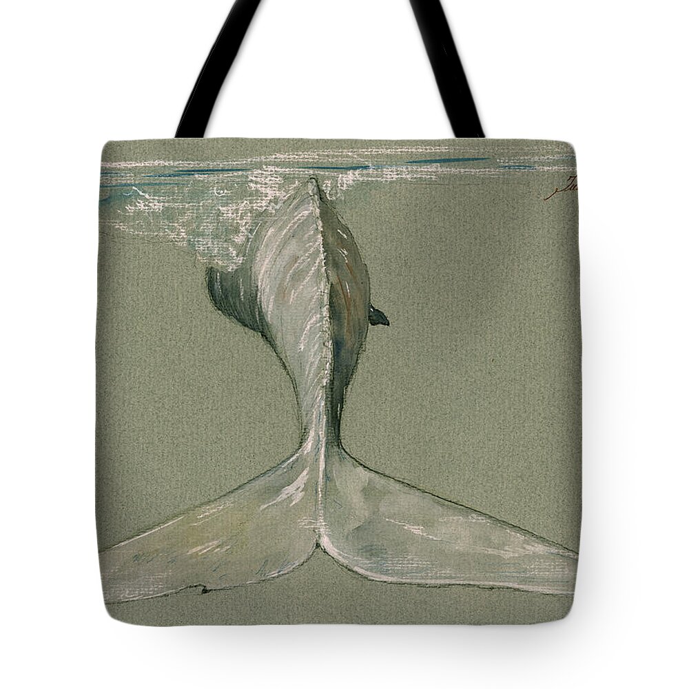 Moby Dick Tote Bag featuring the painting Moby dick the White sperm whale by Juan Bosco