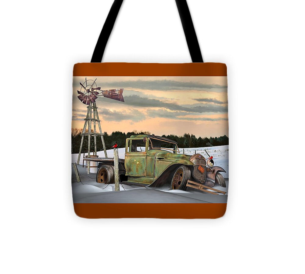 Ford Tote Bag featuring the digital art Model A Flatbed by Stuart Swartz