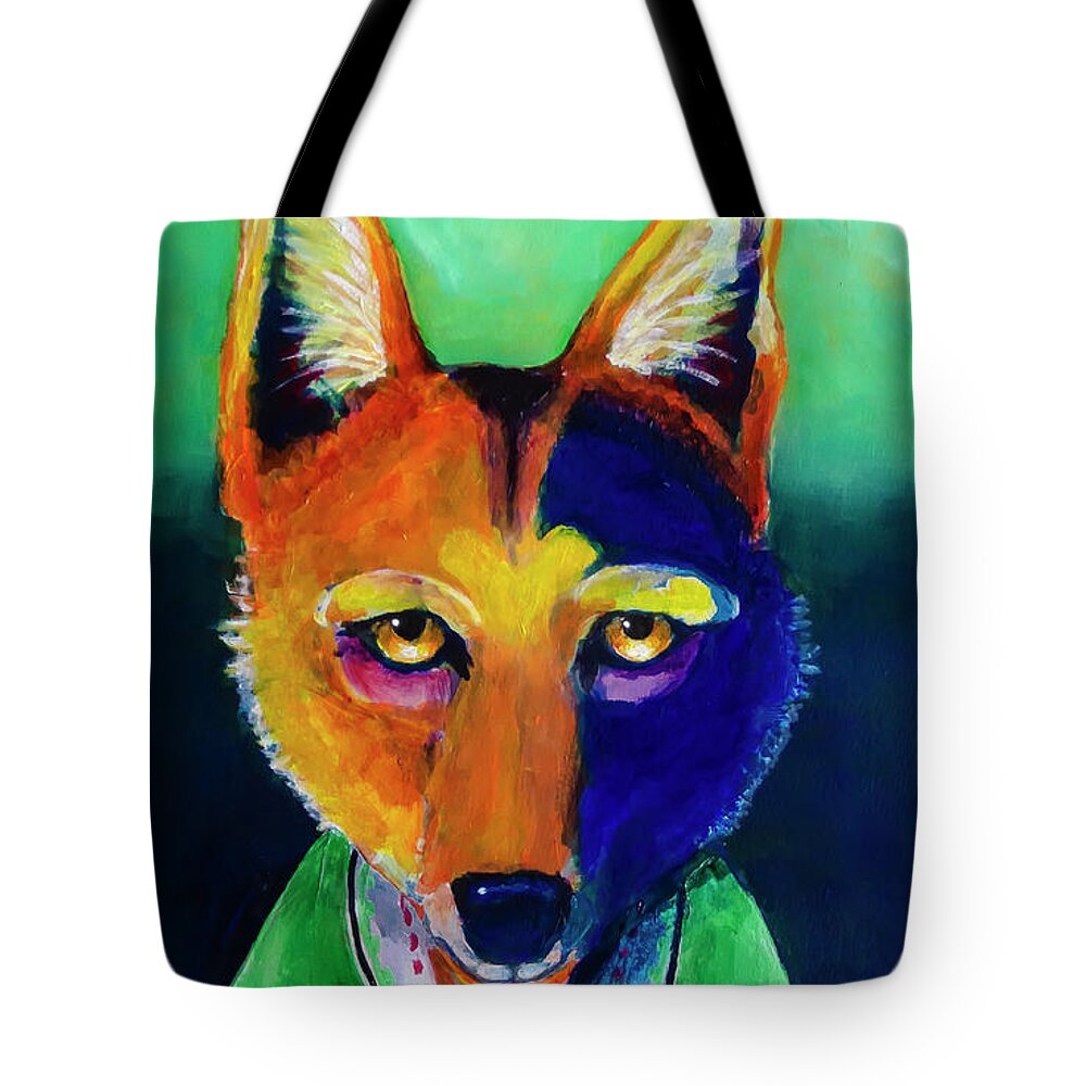 Coyote Tote Bag featuring the painting Modern Coyote by Rick Mosher