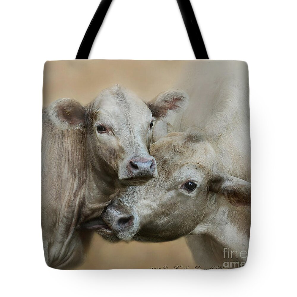 Cow Tote Bag featuring the photograph Mom and Babe by Kathy Russell