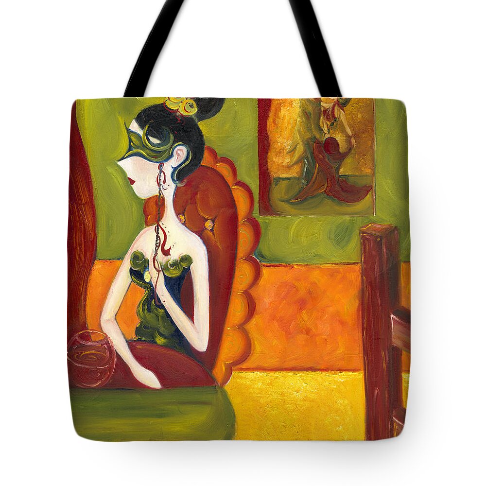 Woman Tote Bag featuring the painting Moments by Stephanie Broker