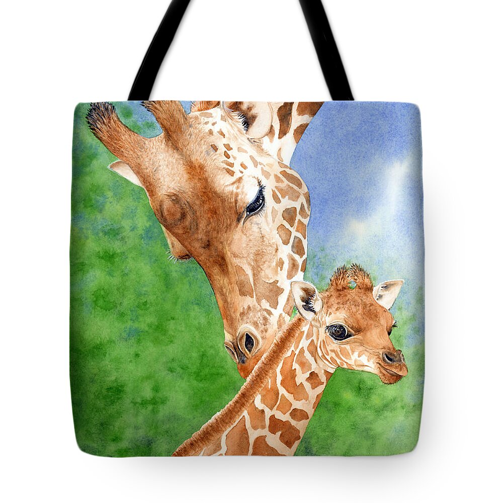 Giraffe Tote Bag featuring the painting Momma Love by Julie Senf