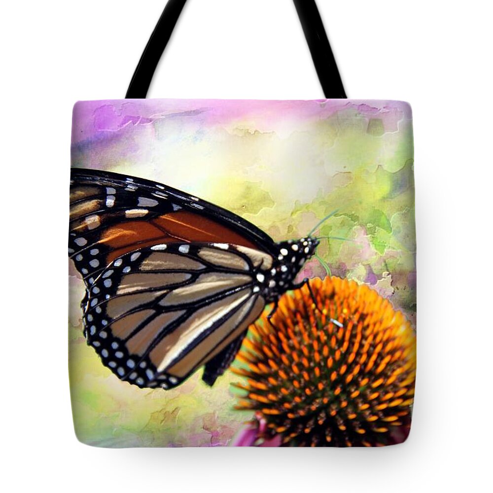 Monarch Tote Bag featuring the photograph Monarch abstract by Yumi Johnson