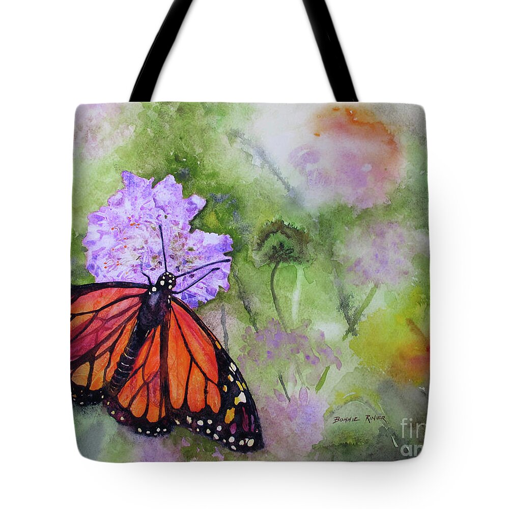 Monarch Butterfly Tote Bag featuring the painting Monarch Butterfly by Bonnie Rinier