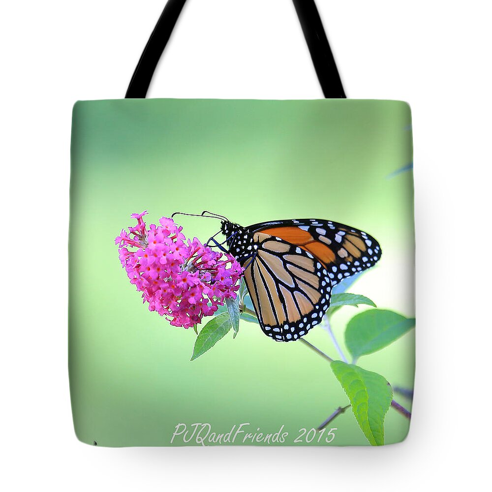 Monarch Butterfly On Butterfly Bush Tote Bag featuring the photograph Monarch Butterfly by PJQandFriends Photography
