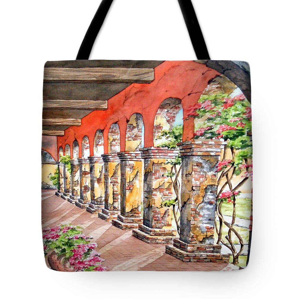 Landscape Tote Bag featuring the painting Monasterio by Tatiana Escobar