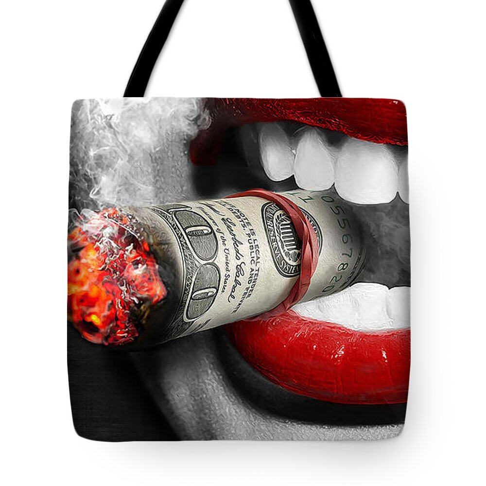 Money Tote Bag featuring the digital art Money to Clouds by Canvas Cultures