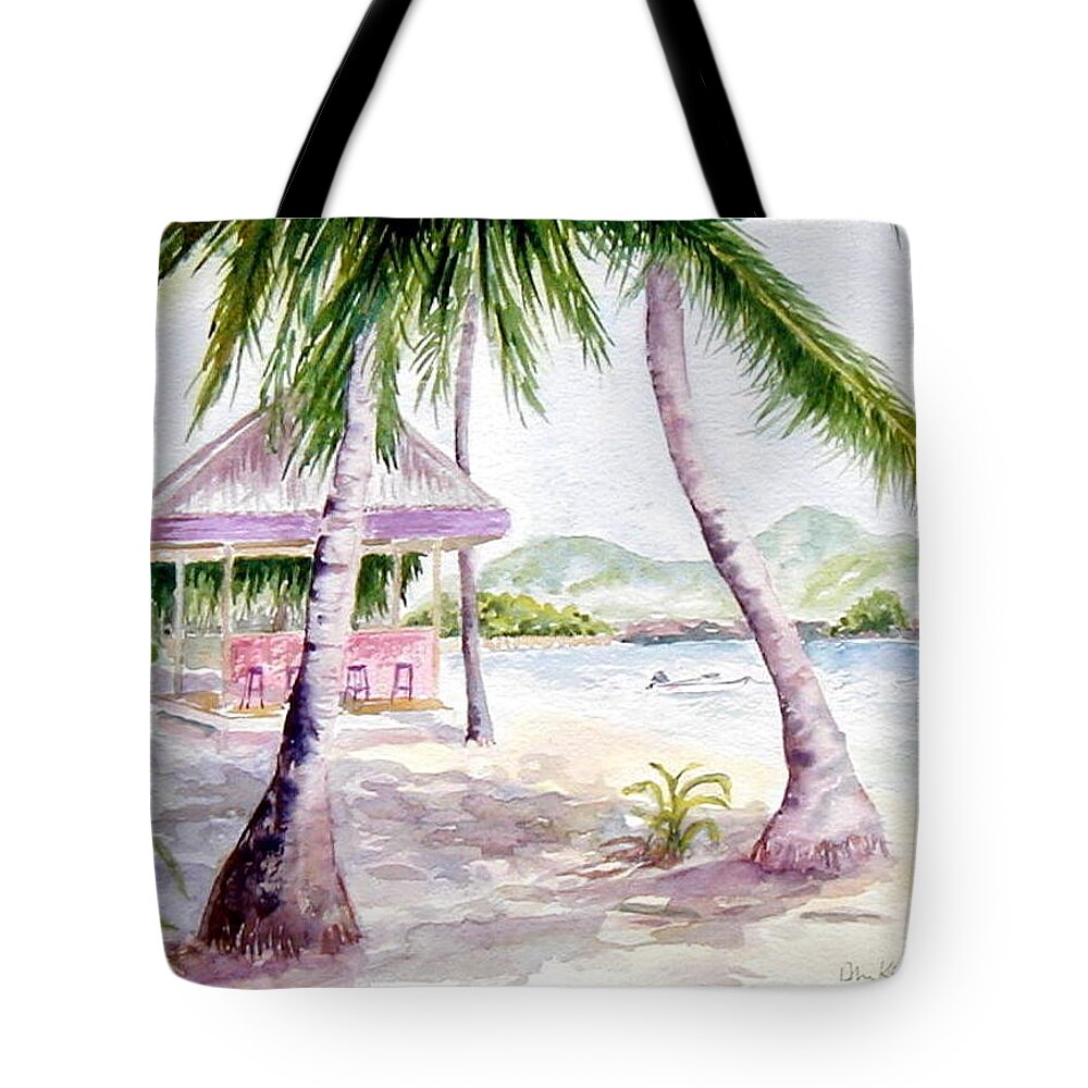 Beach Tote Bag featuring the painting Mongoose Beach Bar by Diane Kirk
