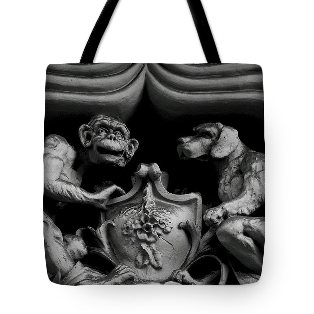 Figure Tote Bag featuring the photograph Monkey and dog by Emme Pons